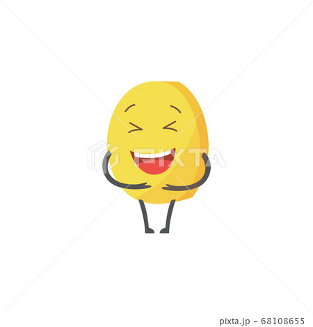 A money character, a golden coin rejoices and laughs, holds his stomach. A money character, a golden coin rejoices and laughs, holds his stomach. 68108655