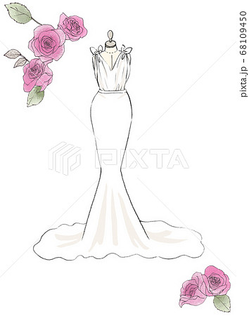 ウエディングドレスイラストのイラスト素材