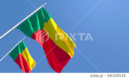 3D rendering of the national flag of Benin waving in the wind 68109536