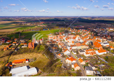 Aerial view on the city Prusice. Poland 68111280