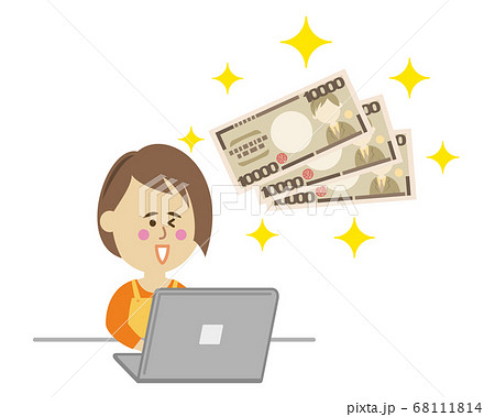 お金が増えて嬉しい主婦のイラストイメージ 68111814