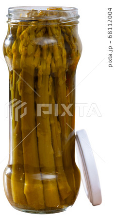 Glass jar with pickled asparagus Glass jar with pickled asparagus 68112004