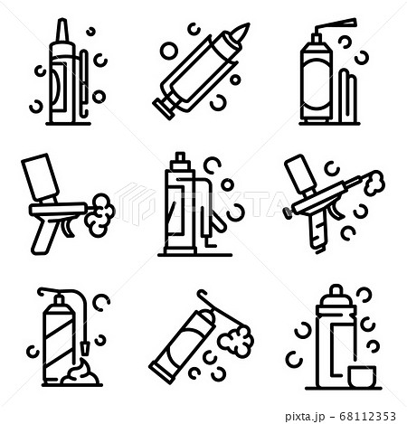 Polyurethane foam icons set, outline style 68112353