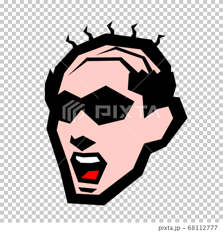 ベクター イラスト 頭部 男 喜怒哀楽 表情 ハゲ スキンヘッド シチサン モヒカン のイラスト素材