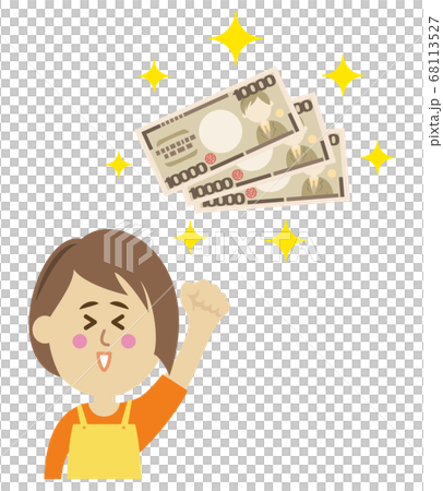 お金が増えて嬉しい主婦のイラストイメージ 68113527