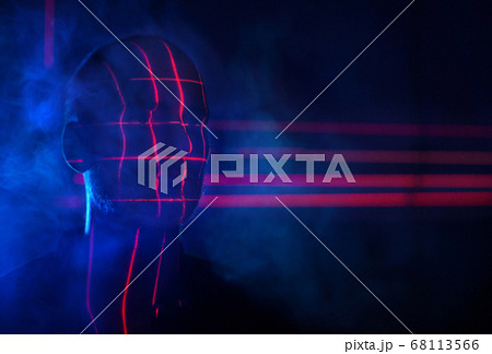 Concept Identify Illuminate Face Scan Red Laser. Biometric Futuristic Facial Recognition Scanning. 68113566