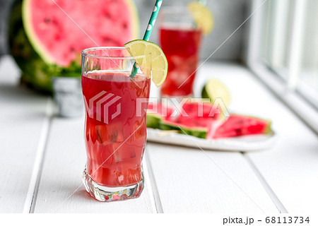 Fresh delicious watermelon sliced with mint and 68113734