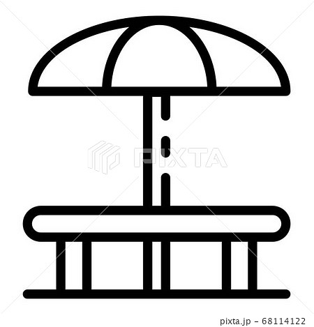 Round table and umbrella icon, outline style Round table and umbrella icon, outline style 68114122