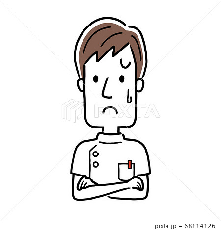 ベクターイラスト素材：困った表情の若い男性看護師 68114126