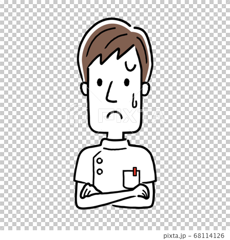 ベクターイラスト素材：困った表情の若い男性看護師 68114126