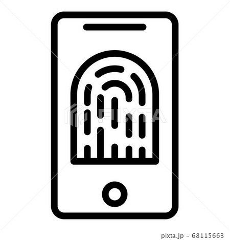 Smartphone fingerprint identification icon, outline style Smartphone fingerprint identification icon, outline style 68115663