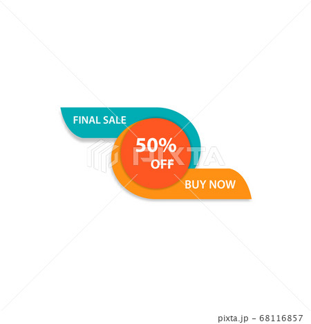 Sale 50% OFF discount sticker icon vector green yellow and orange tag discount offer price label for graphic design, logo, web site, social media, mobile app, ui illustration 68116857