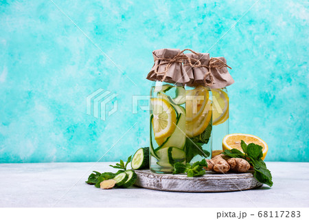 Set of various healthy detox water 68117283