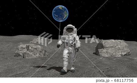 Atsronaut with a ball in the shape of the Earth is 68117756