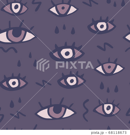 Random eye and tears seamless pattern. Purple tone Random eye and tears seamless pattern. Purple tone 68118673
