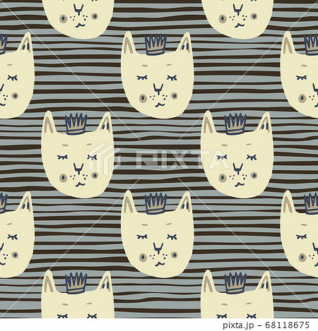 Simple animal seamless pattern with light king cat Simple animal seamless pattern with light king cat 68118675