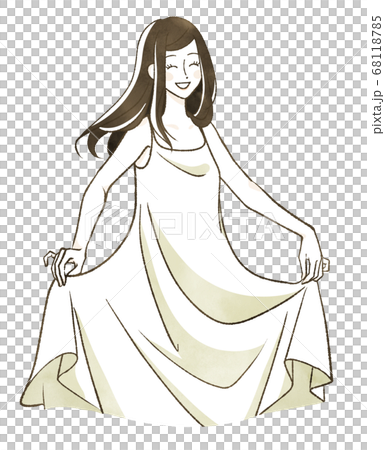 A smiling woman with a one-piece hem 68118785