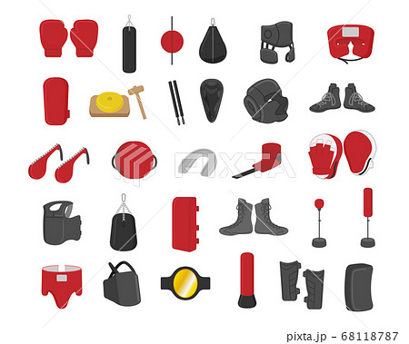ボクシング道具イラスト素材セット ボクシング道具イラスト素材セット 68118787