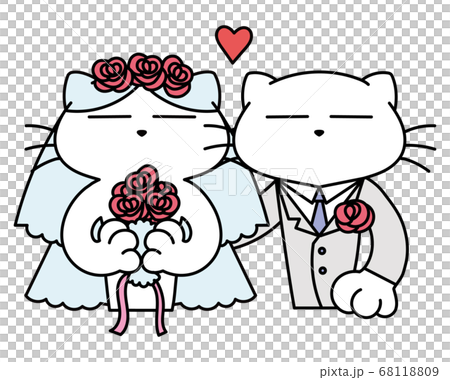 ねこ 結婚式のイラスト素材