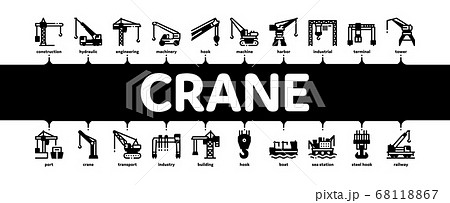 Crane Building Machine Minimal Infographic Banner Vector 68118867