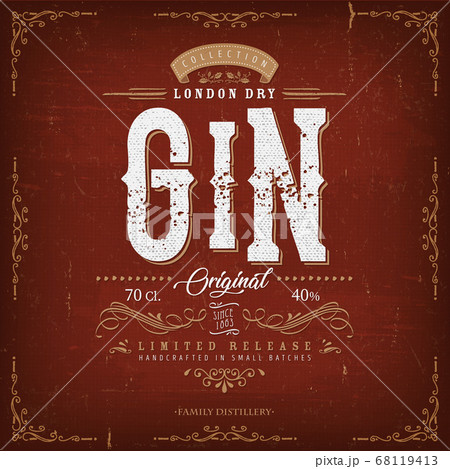 Vintage London Gin Label For Bottle 68119413