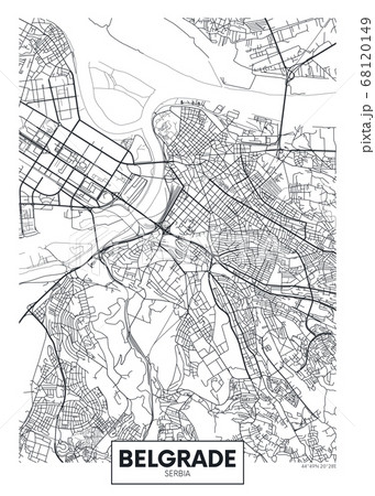 Detailed vector poster city map Belgrade Detailed vector poster city map Belgrade 68120149