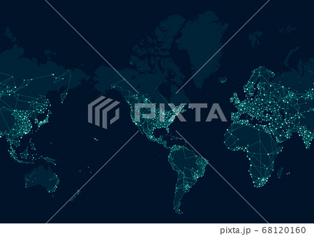 Communications network map of the world, Centered in the American continent futuristic 68120160