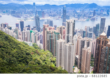 Hong Kong city central district, aerial view 68122685