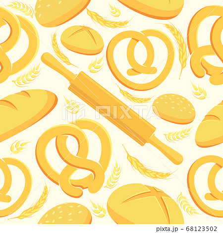 Seamless pattern with bakery and patisserie products, vector illustration for print 68123502