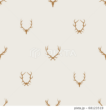Seamless pattern vector minimalist background with deer antlers  68123519