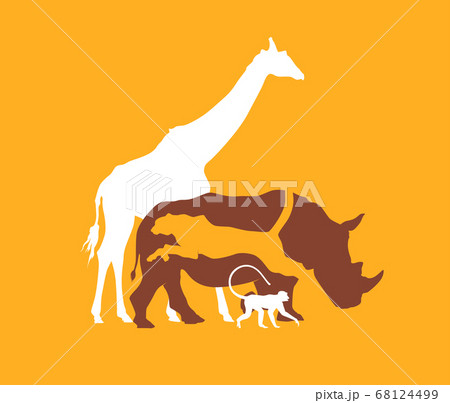 Silhouette animal of the African savanna, vector illustration 68124499