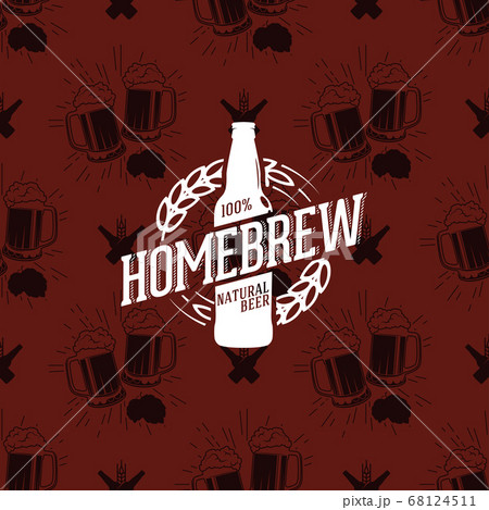 Homebrew logo on seamless pattern clinking glasses of beer, vector illustration 68124511