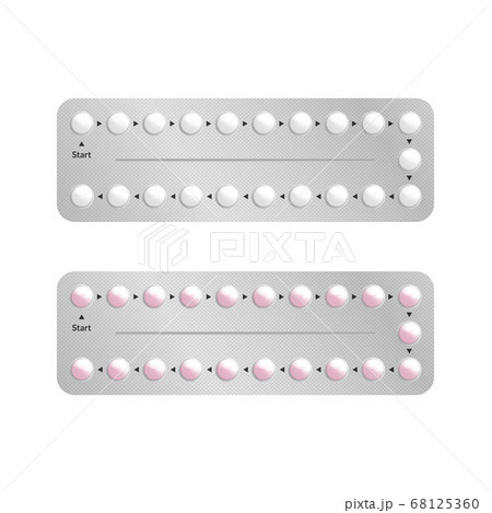 Realistic 3d Detailed Birth Control Pills Set. Vector 68125360