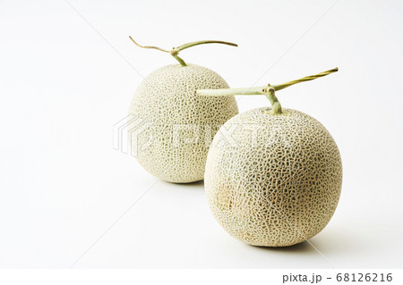 マスクメロン 白バックの写真素材