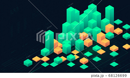 Futuristic digital data visualization, infographic columns of business analytics, creative concept 68126699
