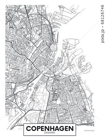 City map Copenhagen, travel vector poster design 68126746