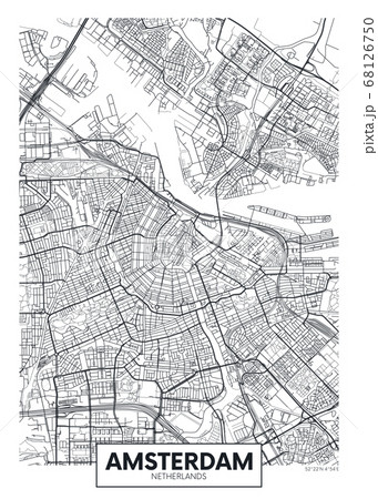 City map Amsterdam, travel vector poster design 68126750