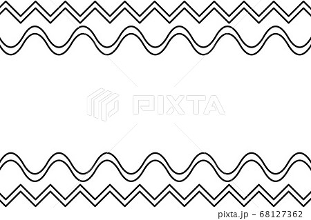 波模様のフレーム 長方形 2種類の波のイラスト素材