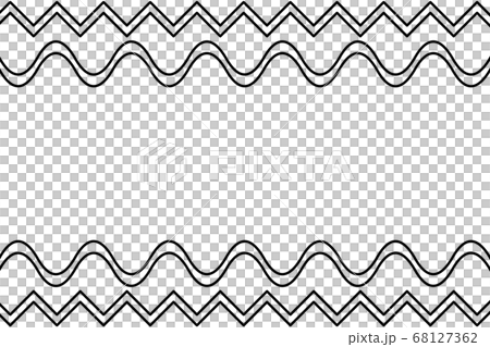 波模様のフレーム　長方形　2種類の波 68127362