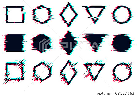 Glitched tv distorted signal frames, Vector glitch set digital noise defect isolated objects on a white background 68127963