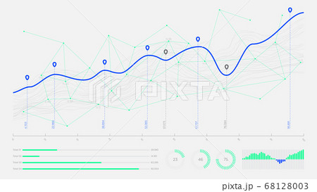 Digital business analytics concept, data threads graphic visualization, Hi-tech concept innovation 68128003