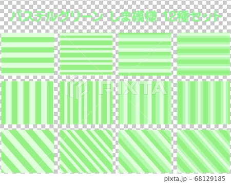 Pastel green striped pattern 12 kinds set 68129185