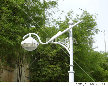 Street lighting during daytime. Purpose to provide light at night to the roads or building compound.  68129841