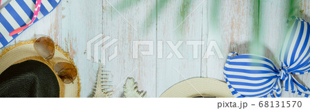 web banner and flat lay summer time with swimsuit web banner and flat lay summer time with swimsuit 68131570