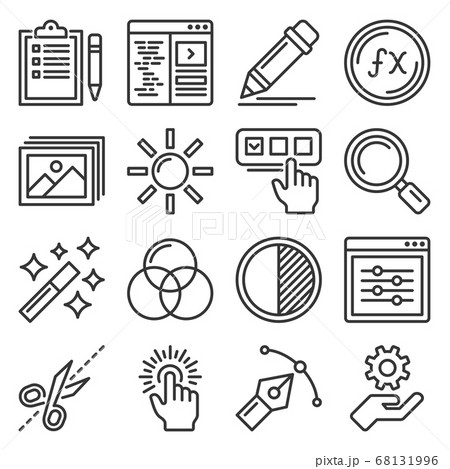 Photo and Video Editor Icons Set. Vector 68131996