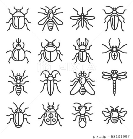 Bugs and Insects Icons Set on White Background. Vector Bugs and Insects Icons Set on White Background. Vector 68131997