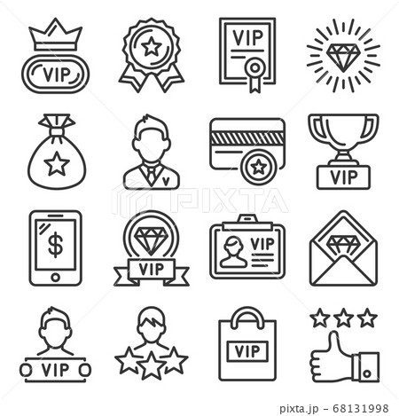 VIP Icons Set on White Background. Line Style Vector VIP Icons Set on White Background. Line Style Vector 68131998