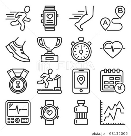 Running and Fitness Icons Set on White Background. Vector Running and Fitness Icons Set on White Background. Vector 68132006