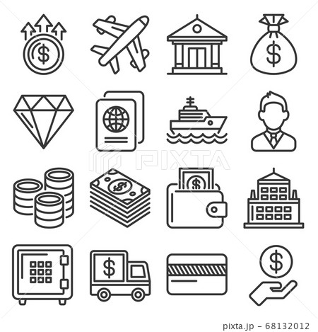 Millionaire and Big Money Icons Set on White Background. Vector 68132012