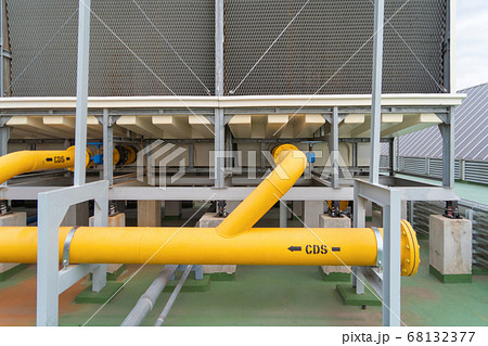 Chiller tower or cooling tower on rooftop of a Chiller tower or cooling tower on rooftop of a 68132377